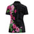 Hawaiian Hibiscus and Art Polynesian Tattoo Women Polo Shirt Black Color