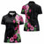 Hawaiian Hibiscus and Art Polynesian Tattoo Women Polo Shirt Black Color