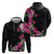 Hawaiian Hibiscus and Art Polynesian Tattoo Zip Hoodie Black Color