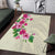 Hawaiian Hibiscus and Art Polynesian Tattoo Area Rug Beige Color