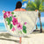 Hawaiian Hibiscus and Art Polynesian Tattoo Beach Blanket Beige Color