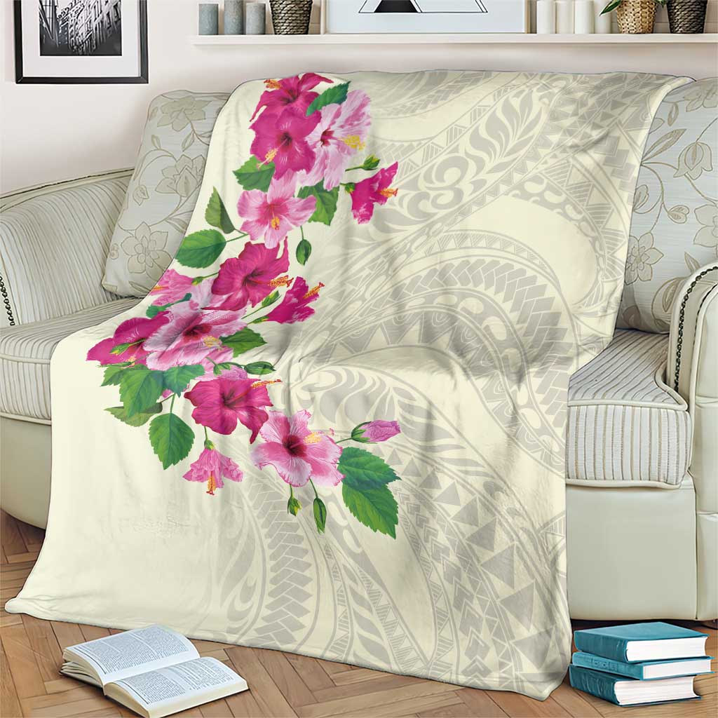 Hawaiian Hibiscus and Art Polynesian Tattoo Blanket Beige Color LT03 - Polynesian Pride