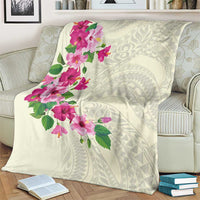 Hawaiian Hibiscus and Art Polynesian Tattoo Blanket Beige Color LT03 - Polynesian Pride
