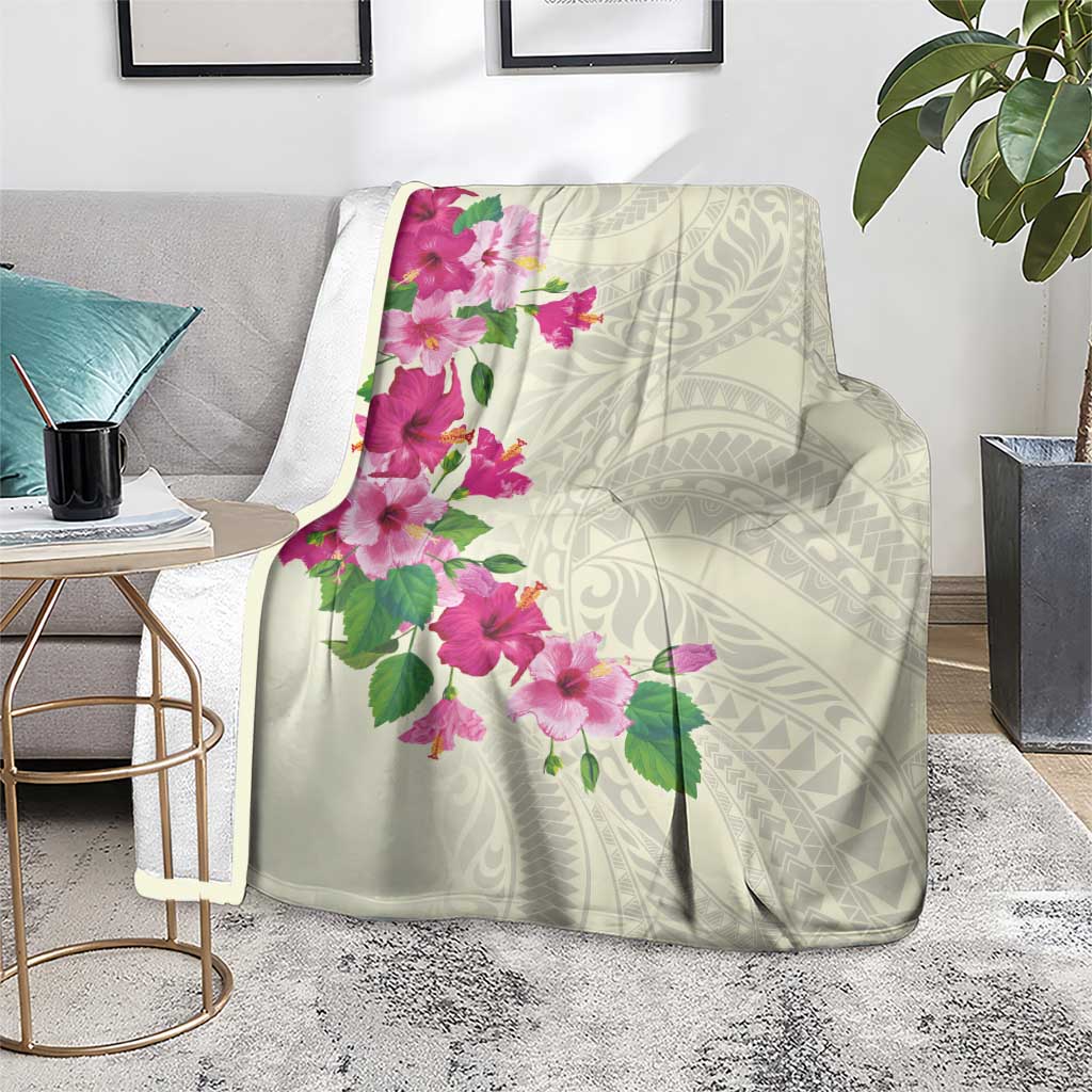 Hawaiian Hibiscus and Art Polynesian Tattoo Blanket Beige Color LT03 - Polynesian Pride