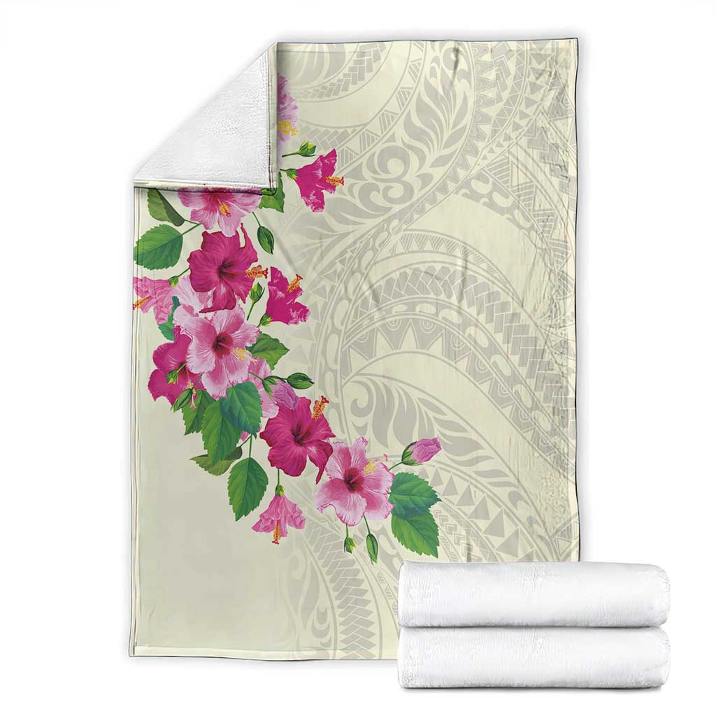 Hawaiian Hibiscus and Art Polynesian Tattoo Blanket Beige Color LT03 - Polynesian Pride