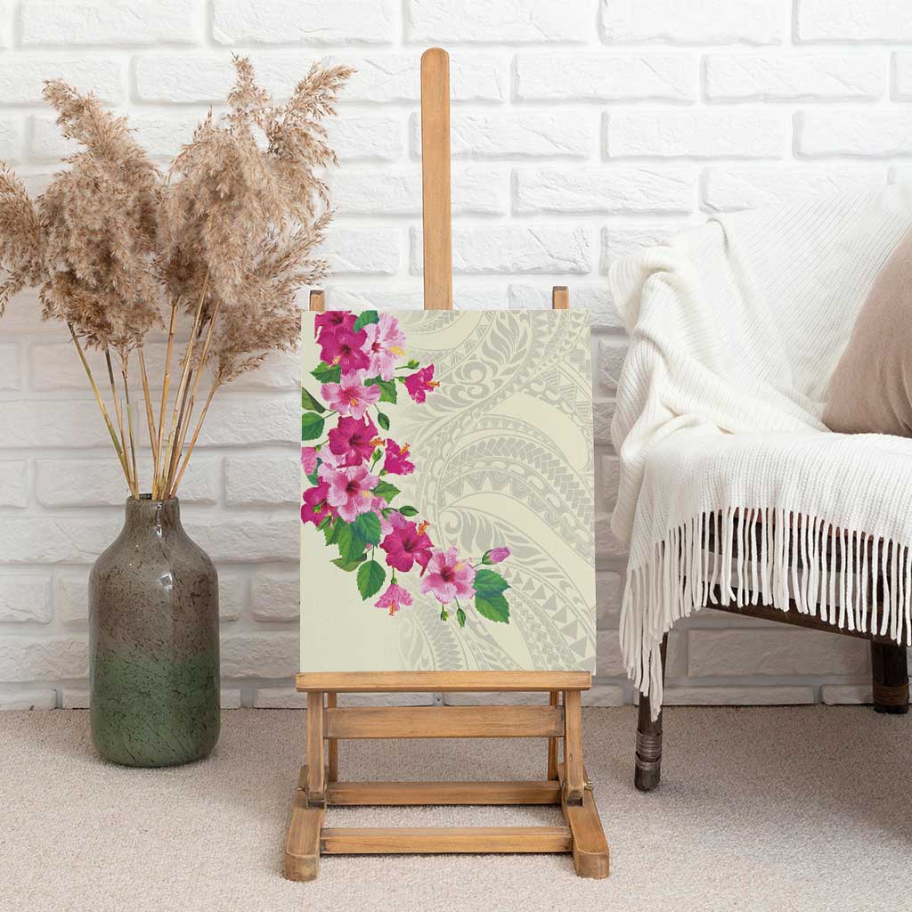 Hawaiian Hibiscus and Art Polynesian Tattoo Canvas Wall Art Beige Color LT03 - Polynesian Pride