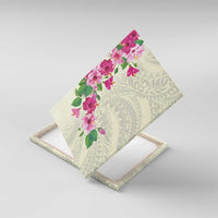 Hawaiian Hibiscus and Art Polynesian Tattoo Canvas Wall Art Beige Color LT03 With Frame Beige - Polynesian Pride