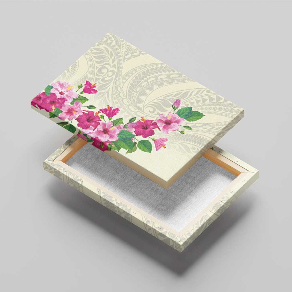 Hawaiian Hibiscus and Art Polynesian Tattoo Canvas Wall Art Beige Color LT03 - Polynesian Pride