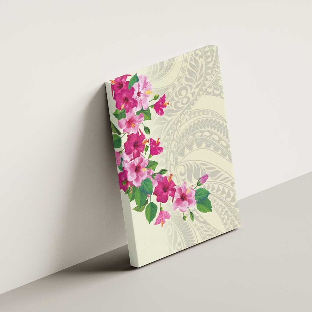 Hawaiian Hibiscus and Art Polynesian Tattoo Canvas Wall Art Beige Color LT03 - Polynesian Pride