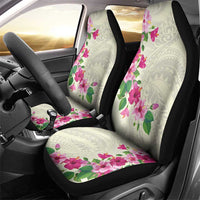 Hawaiian Hibiscus and Art Polynesian Tattoo Car Seat Cover Beige Color