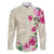 Hawaiian Hibiscus and Art Polynesian Tattoo Family Matching Off Shoulder Maxi Dress and Hawaiian Shirt Beige Color