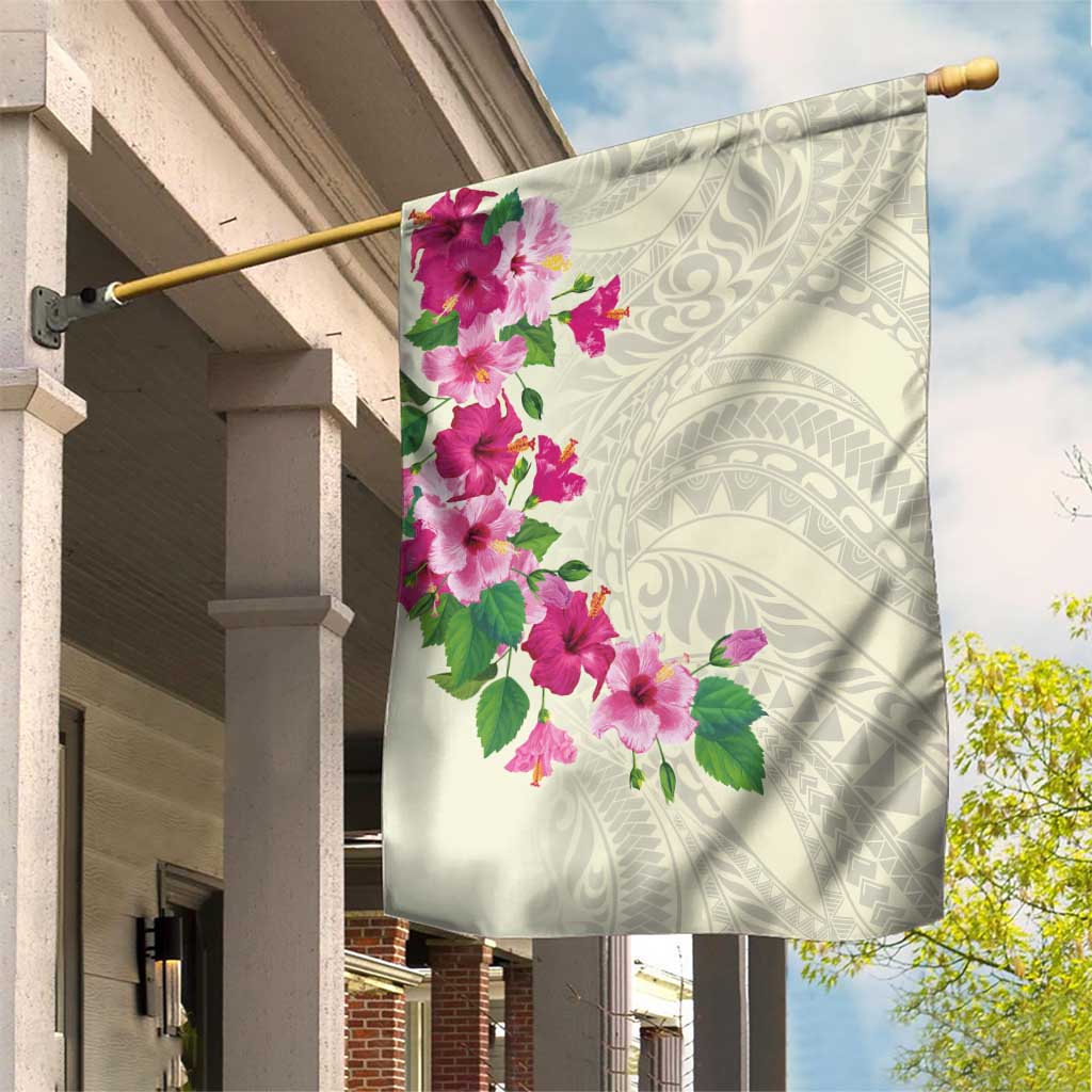 Hawaiian Hibiscus and Art Polynesian Tattoo Garden Flag Beige Color LT03 House Flag Beige - Polynesian Pride