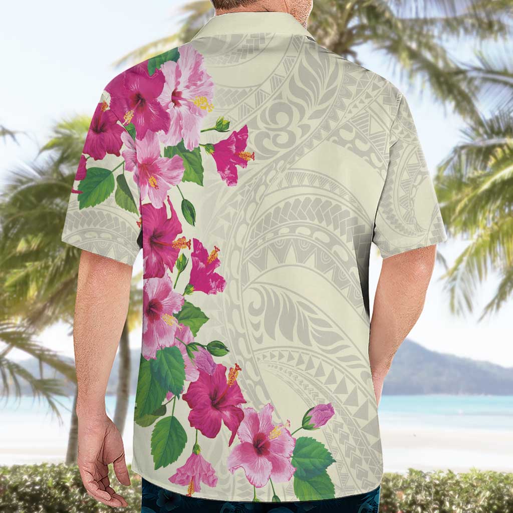 Hawaiian Hibiscus and Art Polynesian Tattoo Hawaiian Shirt Beige Color LT03 - Polynesian Pride