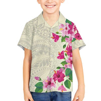 Hawaiian Hibiscus and Art Polynesian Tattoo Hawaiian Shirt Beige Color LT03 - Polynesian Pride