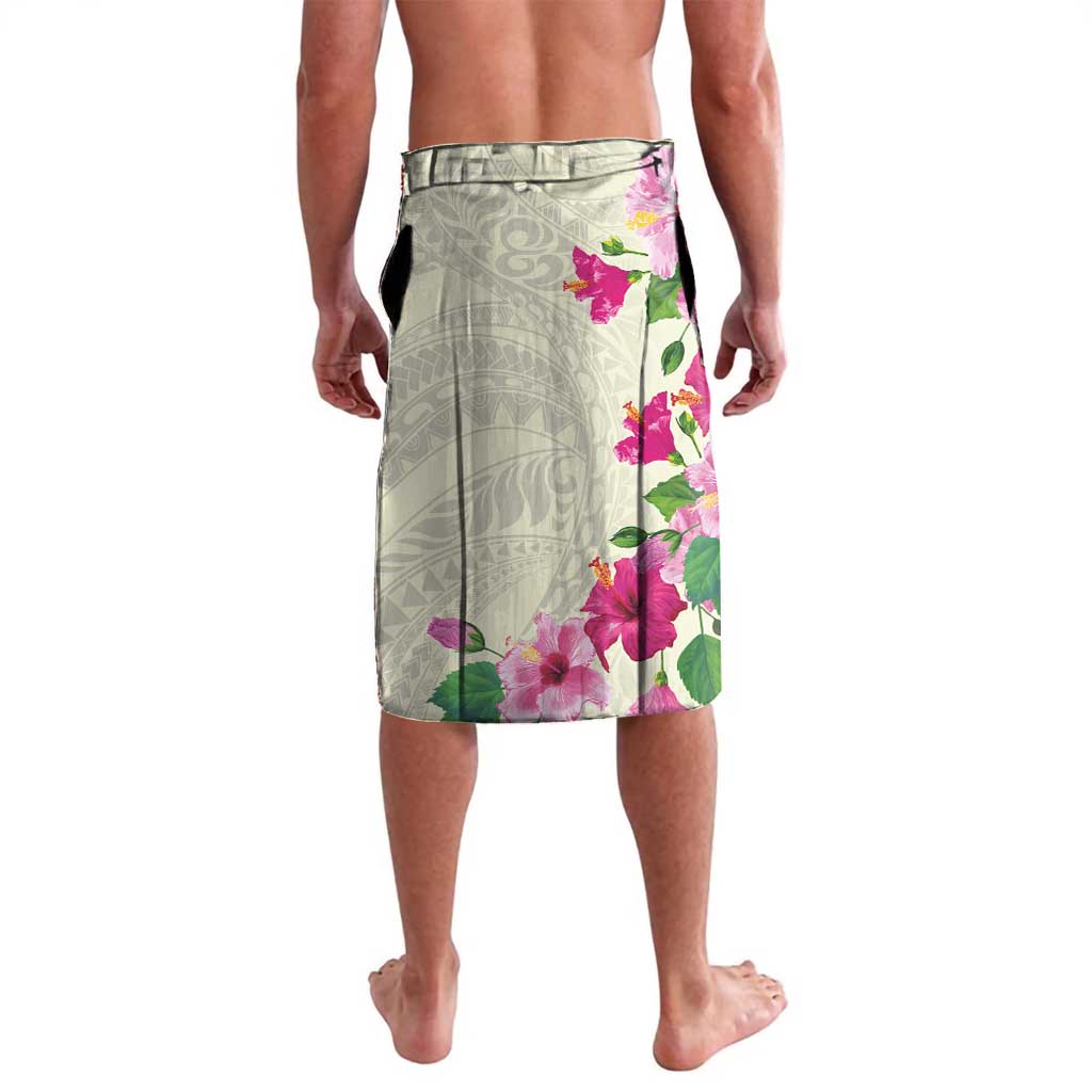 Hawaiian Hibiscus and Art Polynesian Tattoo Lavalava Beige Color