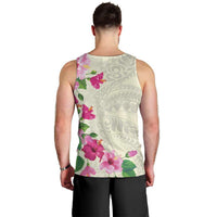 Hawaiian Hibiscus and Art Polynesian Tattoo Men Tank Top Beige Color LT03 - Polynesian Pride