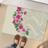 Hawaiian Hibiscus and Art Polynesian Tattoo Rubber Doormat Beige Color LT03 - Polynesian Pride