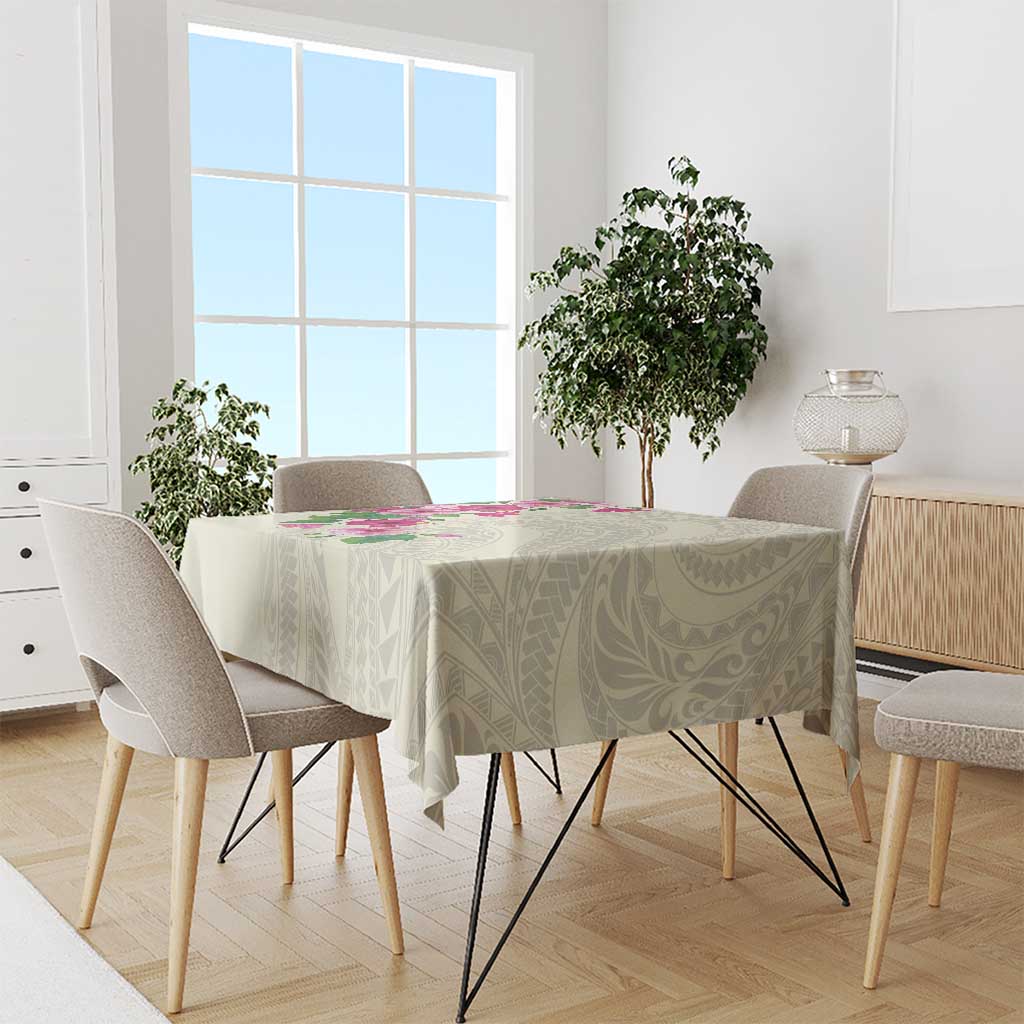 Hawaiian Hibiscus and Art Polynesian Tattoo Tablecloth Beige Color LT03 - Polynesian Pride