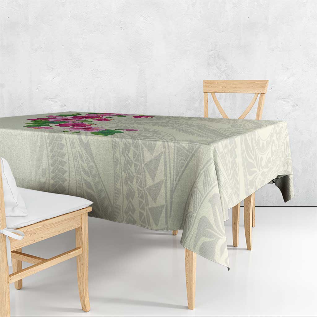 Hawaiian Hibiscus and Art Polynesian Tattoo Tablecloth Beige Color LT03 - Polynesian Pride