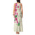 Hawaiian Hibiscus and Art Polynesian Tattoo Tank Maxi Dress Beige Color