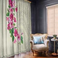 Hawaiian Hibiscus and Art Polynesian Tattoo Window Curtain Beige Color LT03 - Polynesian Pride