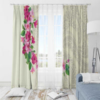 Hawaiian Hibiscus and Art Polynesian Tattoo Window Curtain Beige Color LT03 - Polynesian Pride