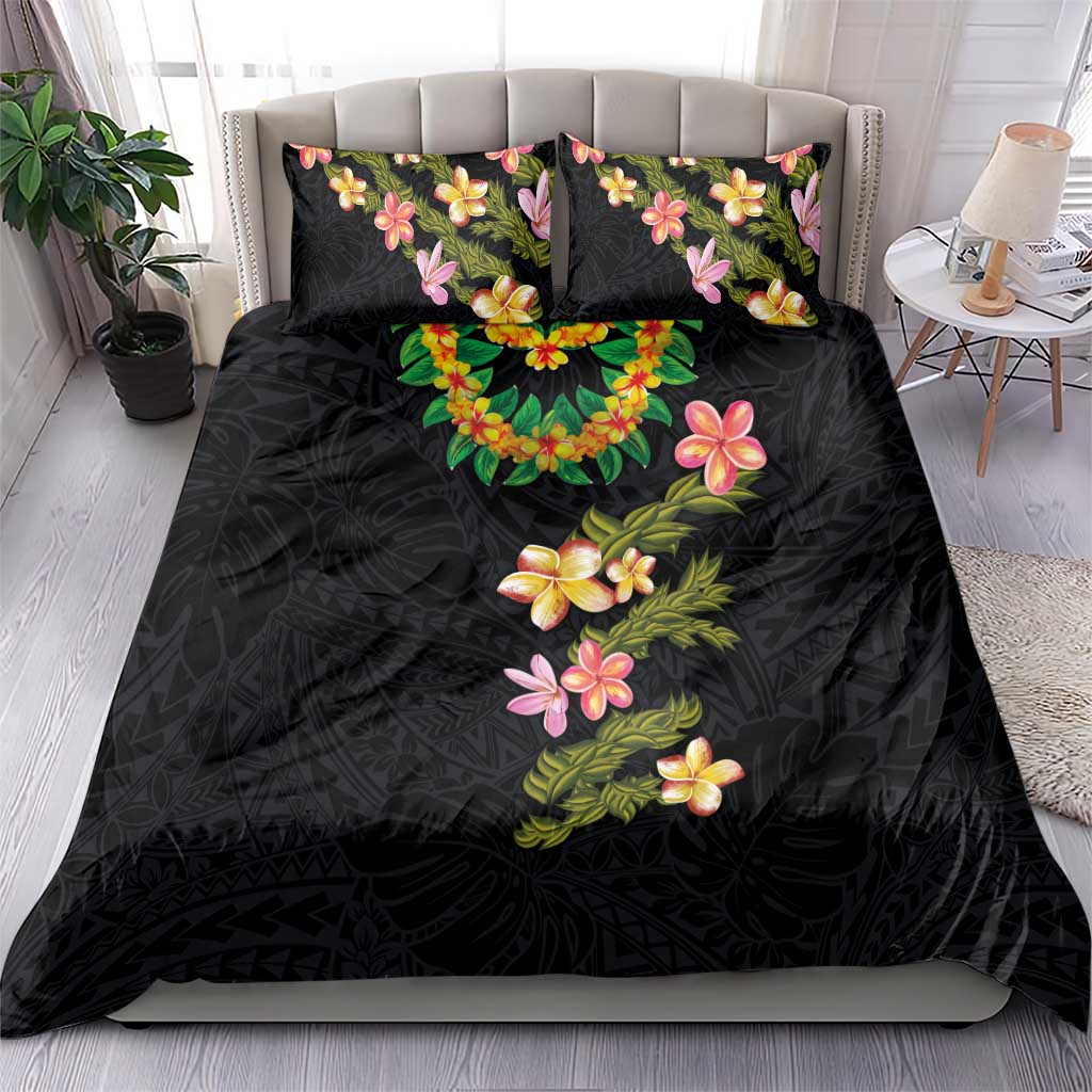 Hawaiian Lei Plumeria and Tropical Leaves Bedding Set Watercolor Style LT03 - Polynesian Pride