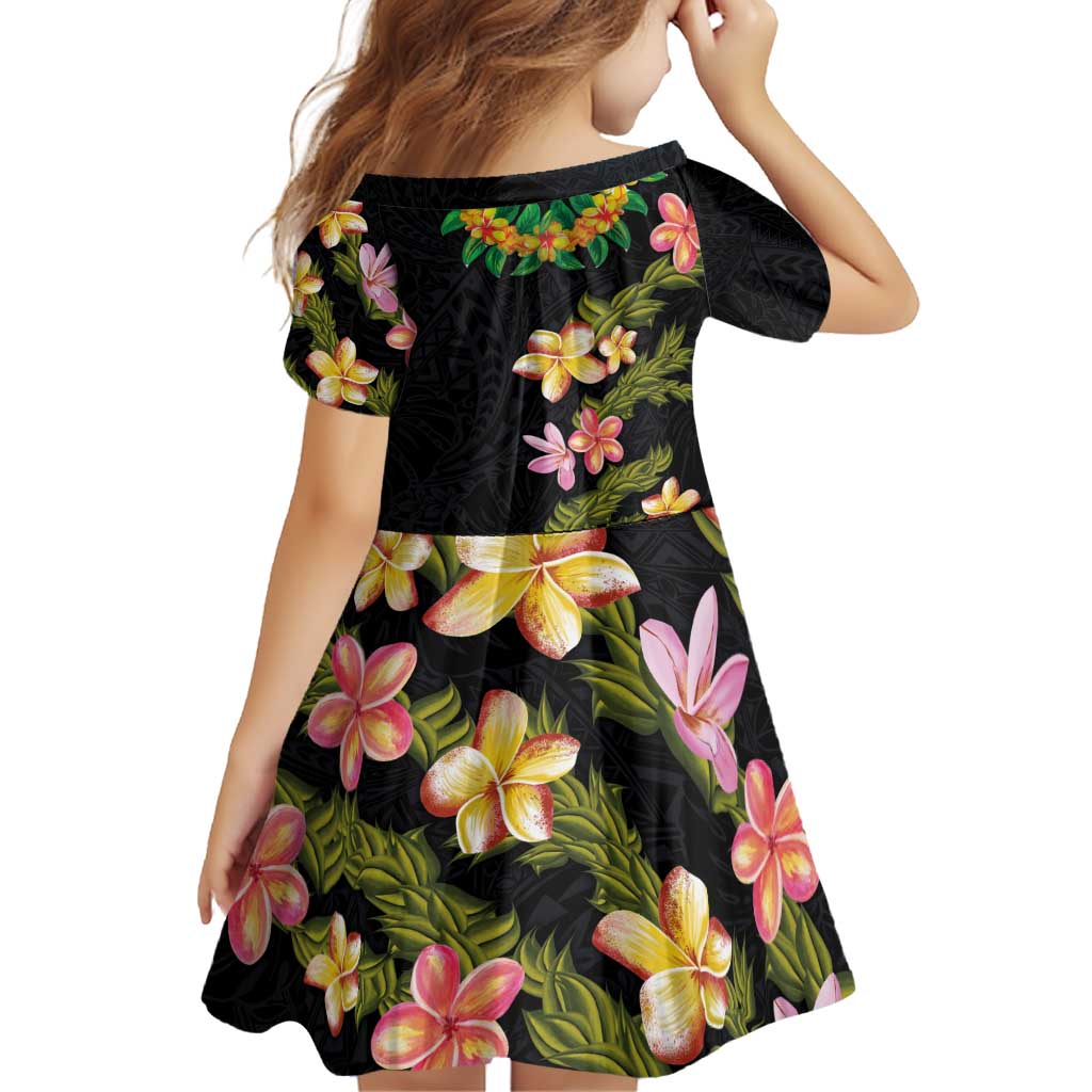 Hawaiian Lei Plumeria and Tropical Leaves Family Matching Off Shoulder Short Dress and Hawaiian Shirt Watercolor Style