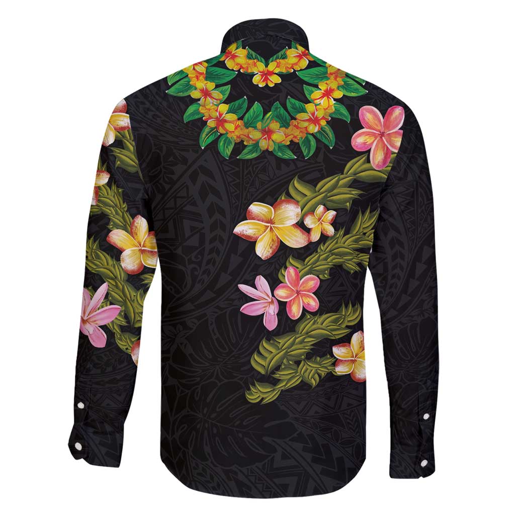 Hawaiian Lei Plumeria and Tropical Leaves Family Matching Puletasi and Hawaiian Shirt Watercolor Style