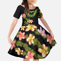 Hawaiian Lei Plumeria and Tropical Leaves Family Matching Summer Maxi Dress and Hawaiian Shirt Watercolor Style