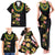 Hawaiian Lei Plumeria and Tropical Leaves Family Matching Tank Maxi Dress and Hawaiian Shirt Watercolor Style