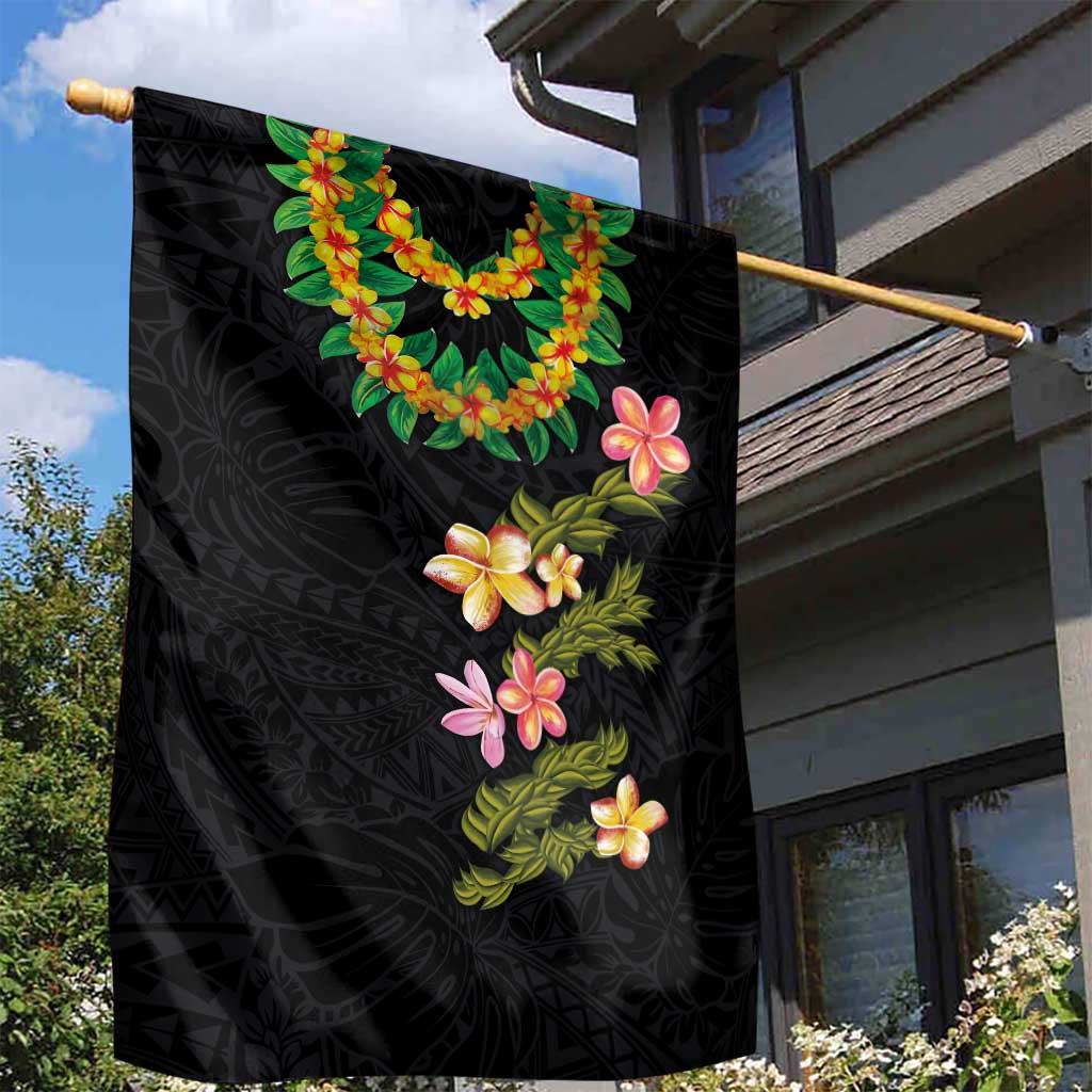 Hawaiian Lei Plumeria and Tropical Leaves Garden Flag Watercolor Style LT03 - Polynesian Pride
