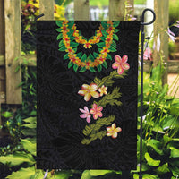 Hawaiian Lei Plumeria and Tropical Leaves Garden Flag Watercolor Style LT03 Garden Flag Black - Polynesian Pride