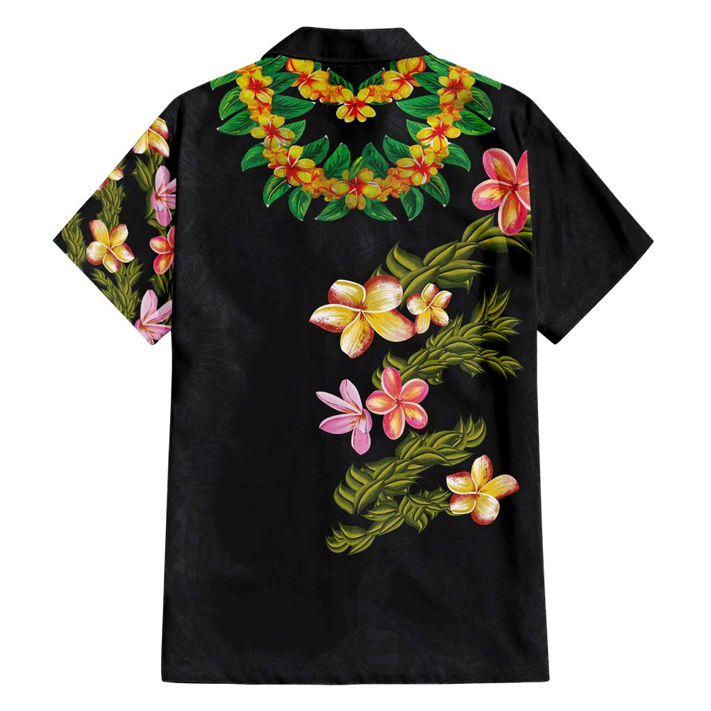 Hawaiian Lei Plumeria and Tropical Leaves Hawaiian Shirt Watercolor Style