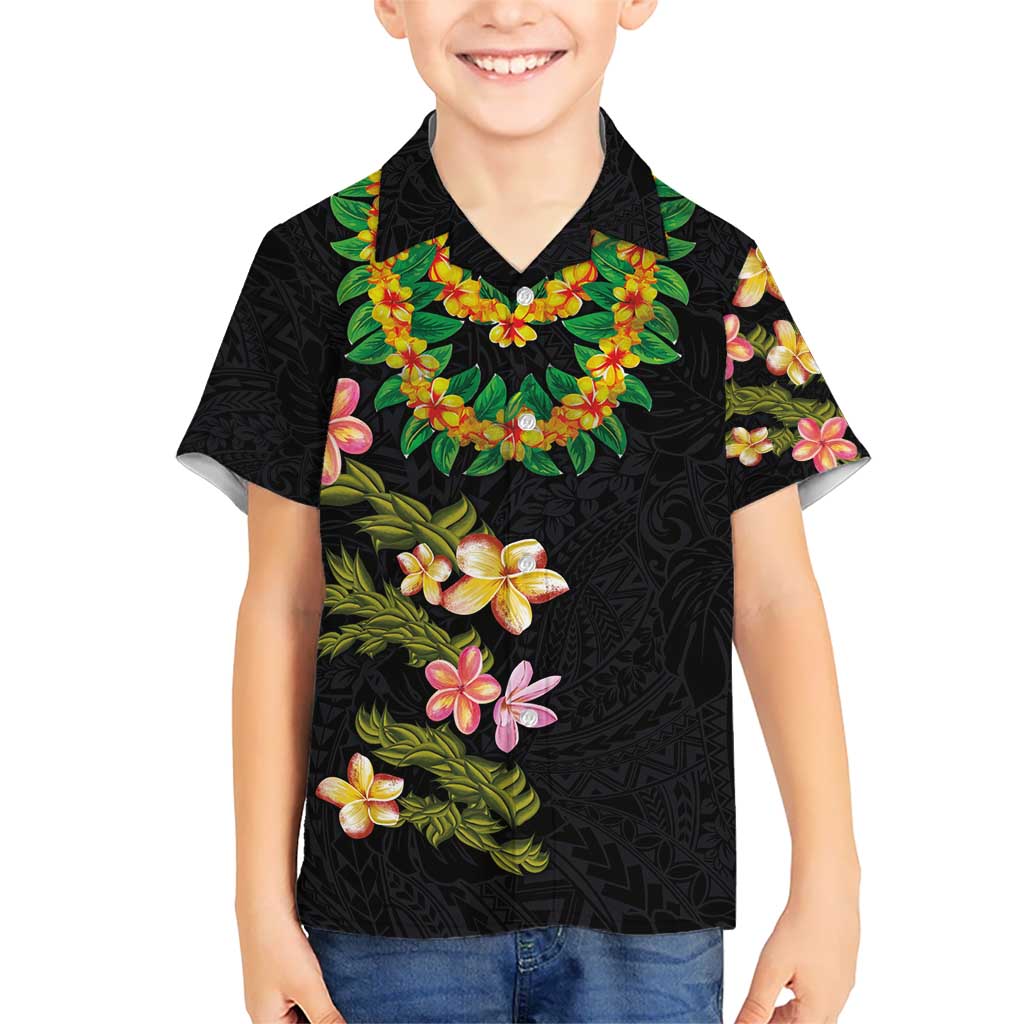 Hawaiian Lei Plumeria and Tropical Leaves Hawaiian Shirt Watercolor Style
