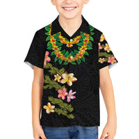 Hawaiian Lei Plumeria and Tropical Leaves Hawaiian Shirt Watercolor Style