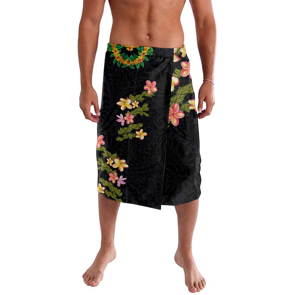 Hawaiian Lei Plumeria and Tropical Leaves Lavalava Watercolor Style