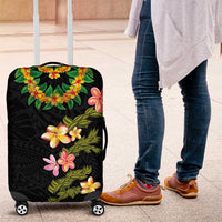 Hawaiian Lei Plumeria and Tropical Leaves Luggage Cover Watercolor Style