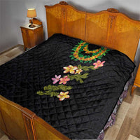 Hawaiian Lei Plumeria and Tropical Leaves Quilt Watercolor Style