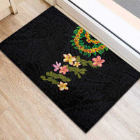 Hawaiian Lei Plumeria and Tropical Leaves Rubber Doormat Watercolor Style LT03 - Polynesian Pride