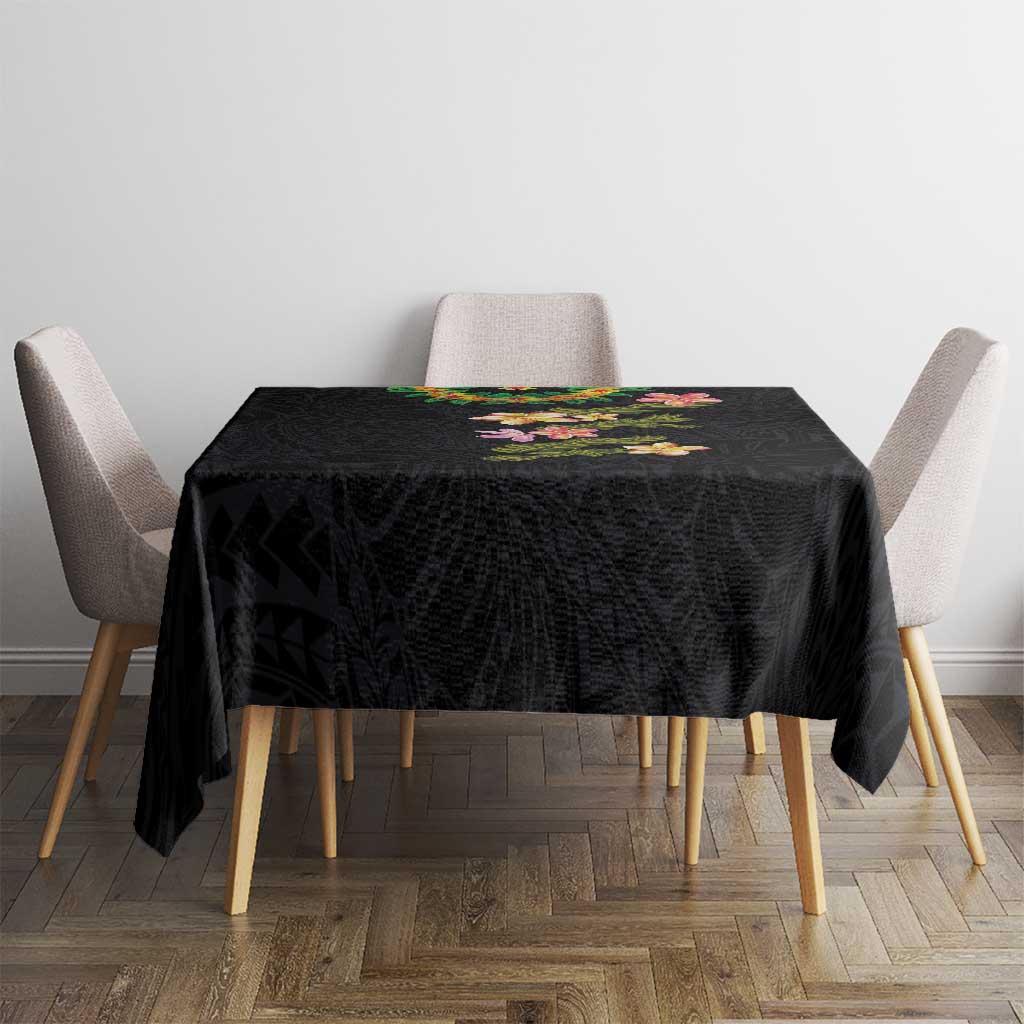 Hawaiian Lei Plumeria and Tropical Leaves Tablecloth Watercolor Style LT03 - Polynesian Pride