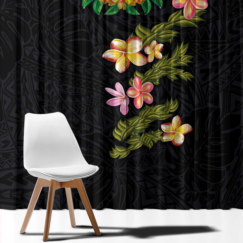 Hawaiian Lei Plumeria and Tropical Leaves Window Curtain Watercolor Style LT03 - Polynesian Pride