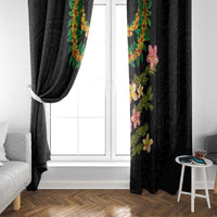 Hawaiian Lei Plumeria and Tropical Leaves Window Curtain Watercolor Style LT03 - Polynesian Pride
