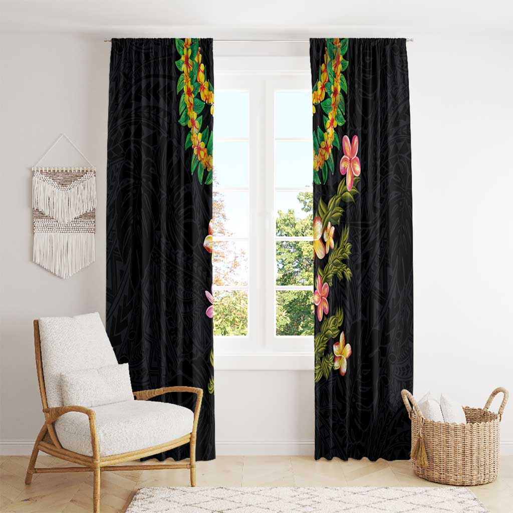 Hawaiian Lei Plumeria and Tropical Leaves Window Curtain Watercolor Style LT03 - Polynesian Pride