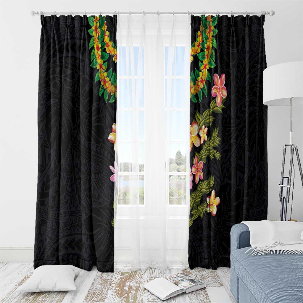 Hawaiian Lei Plumeria and Tropical Leaves Window Curtain Watercolor Style LT03 - Polynesian Pride