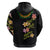 Hawaiian Lei Plumeria and Tropical Leaves Zip Hoodie Watercolor Style