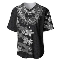 Hawaiian Lei Plumeria and Tropical Leaves Baseball Jersey Watercolor Style-Grayscale