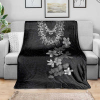 Hawaiian Lei Plumeria and Tropical Leaves Blanket Watercolor Style-Grayscale LT03 - Polynesian Pride