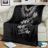 Hawaiian Lei Plumeria and Tropical Leaves Blanket Watercolor Style-Grayscale LT03 - Polynesian Pride