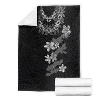 Hawaiian Lei Plumeria and Tropical Leaves Blanket Watercolor Style-Grayscale LT03 - Polynesian Pride